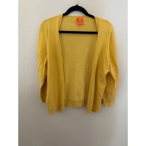 Joe Fresh Womens Cardigan XL Open Front‎ Knit Sweater Yellow (A654)